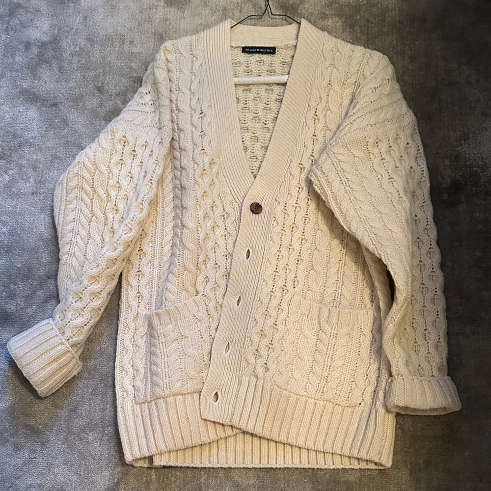 Brandy Melville Cream Cable Knit Cardigan
